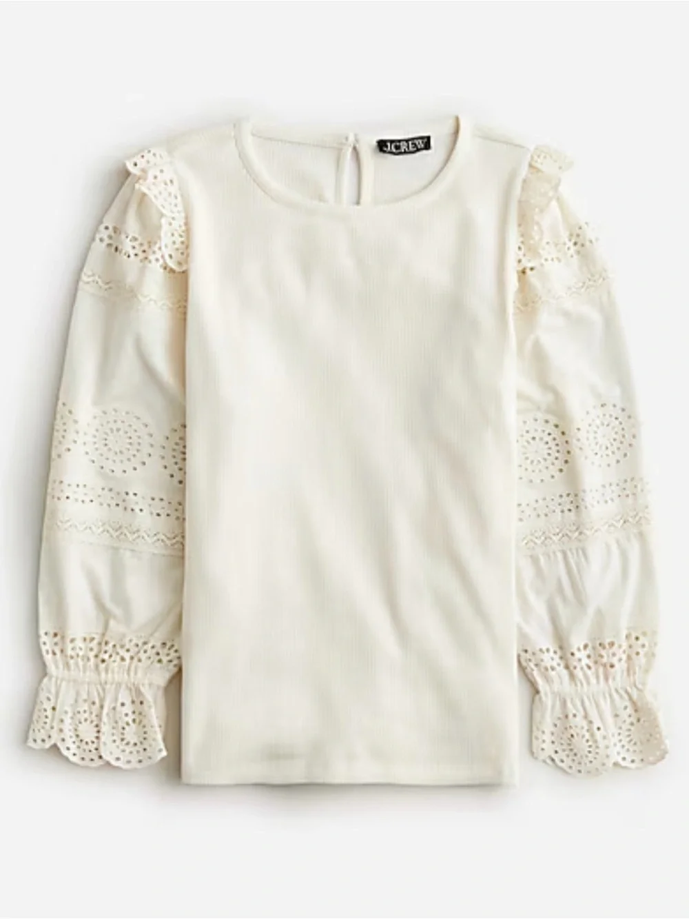 J.Crew Women's Ruffle-Trim Eyelet Top